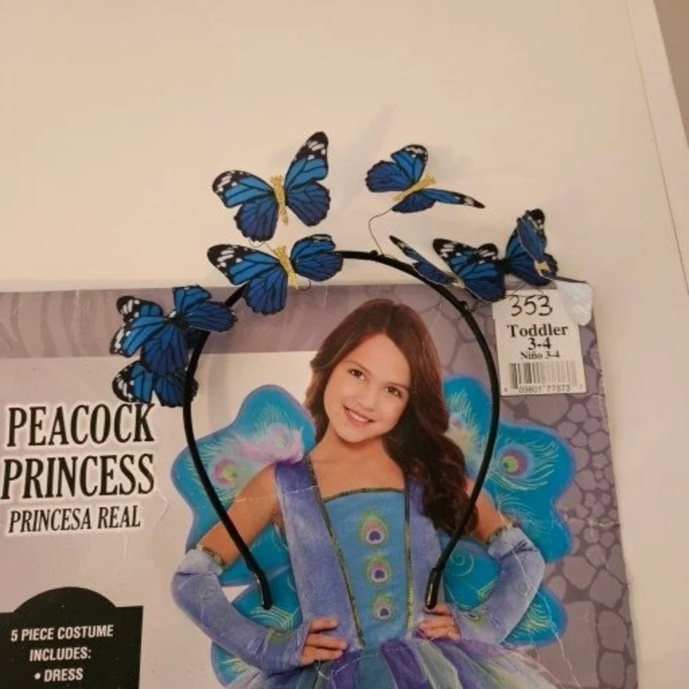 Peacock Princess Costume Dress Wings Leggings Headband‎ Toddler 3-4